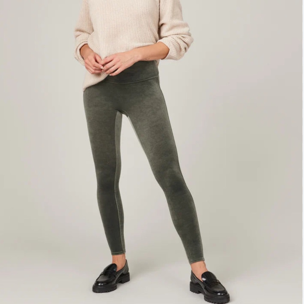 Spanx Velvet Leggings Olive Green
